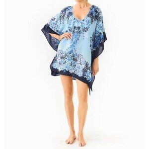 Lilly Pulitzer Maryal Coverup Dress Bonaire Blue Just A Little Koi Sz XXS / XS